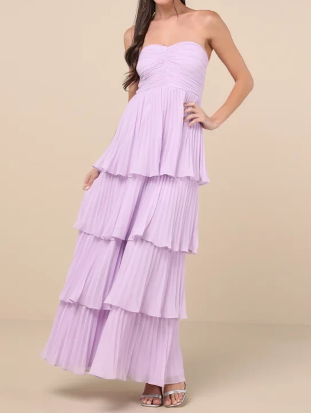 Lulus Seriously Sensational Lavender Strapless Tiered Maxi Dress, Size XL, NWT!